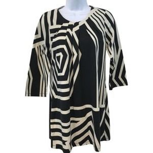 James Lakeland Made in Italy Black and Beige Shift Dress 46